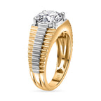 Moissanite Mens Ring in 18K Vermeil YG Plated Sterling Silver 2.50 Ct, Silver Wt. 6.82 Gms