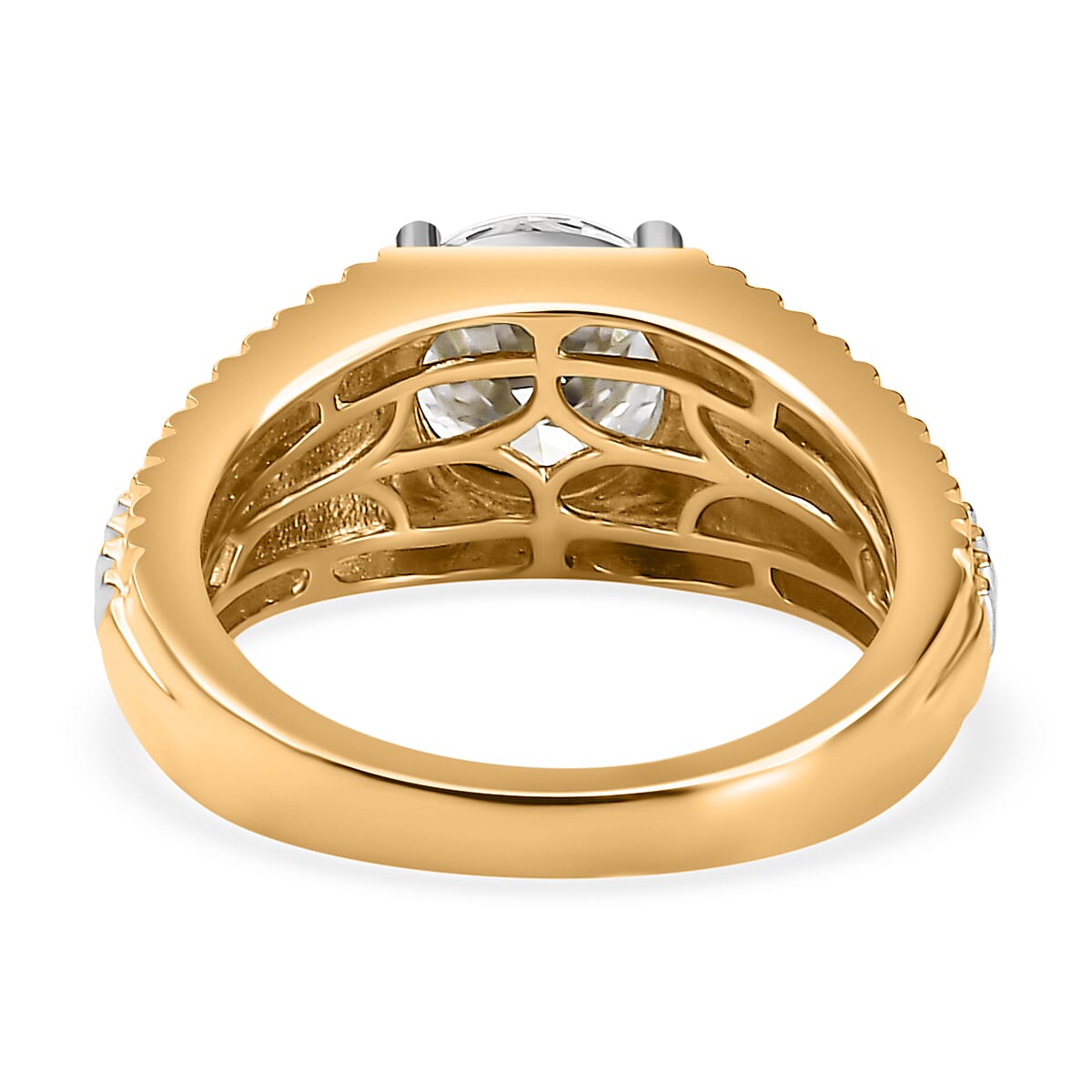 Moissanite Mens Ring in 18K Vermeil Yellow Gold Plated Sterling Silver 2.50 Ct, Silver Wt. 6.82 Gms 7783833 9