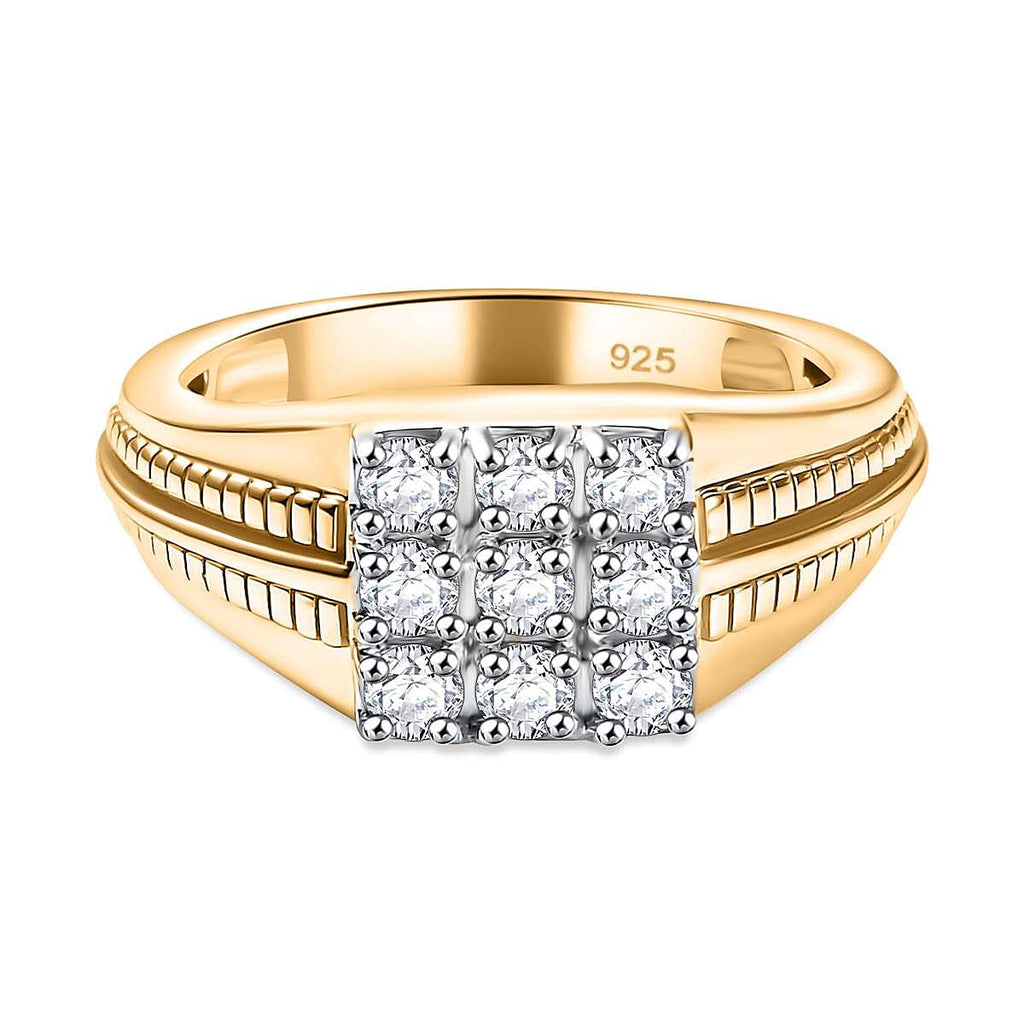 Moissanite Mens Ring in 18K Vermeil Yellow Gold Plated 0.54 Ct.