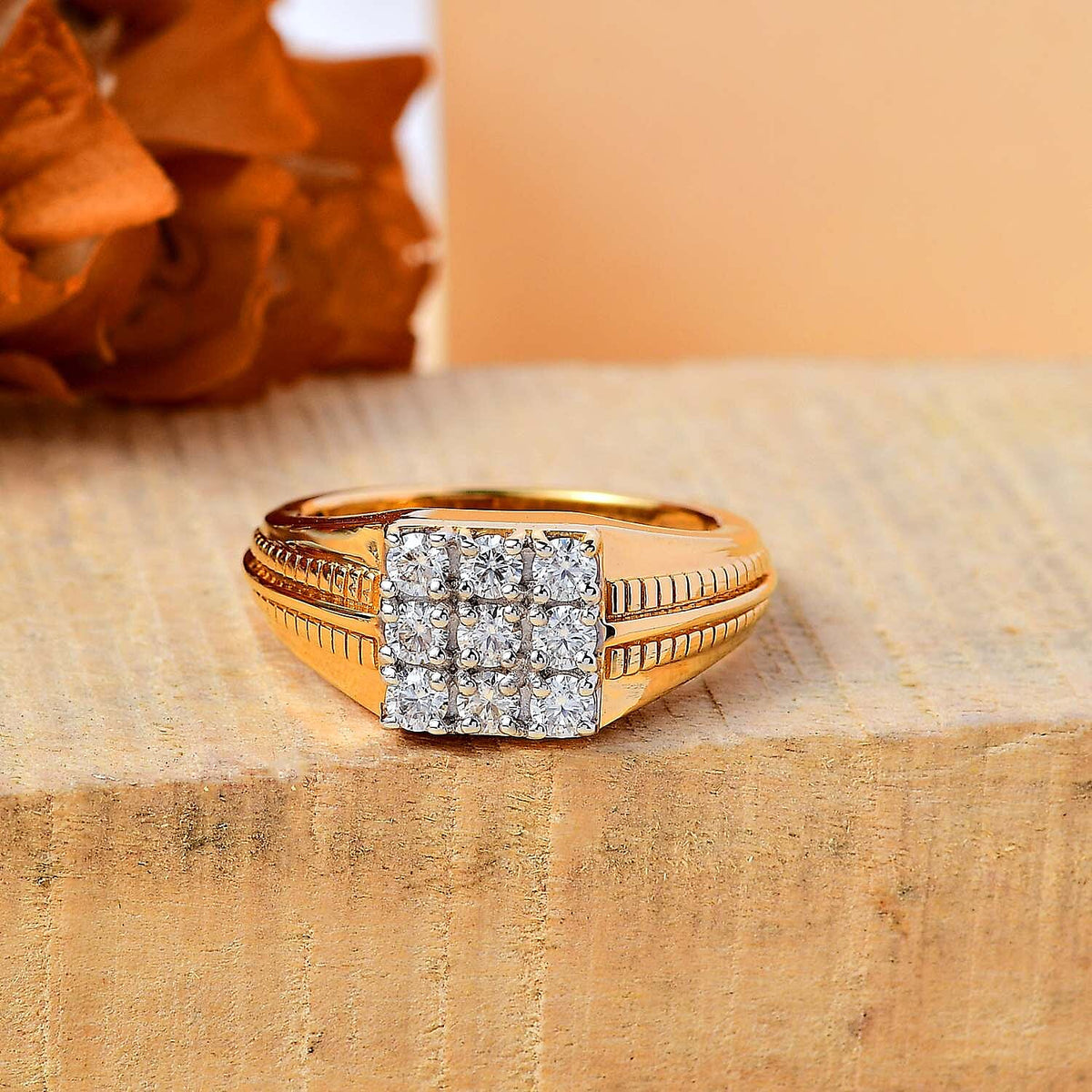 Moissanite Mens Ring in 18K Vermeil Yellow Gold Plated Sterling Silver 0.54 Ct. 7833355 1