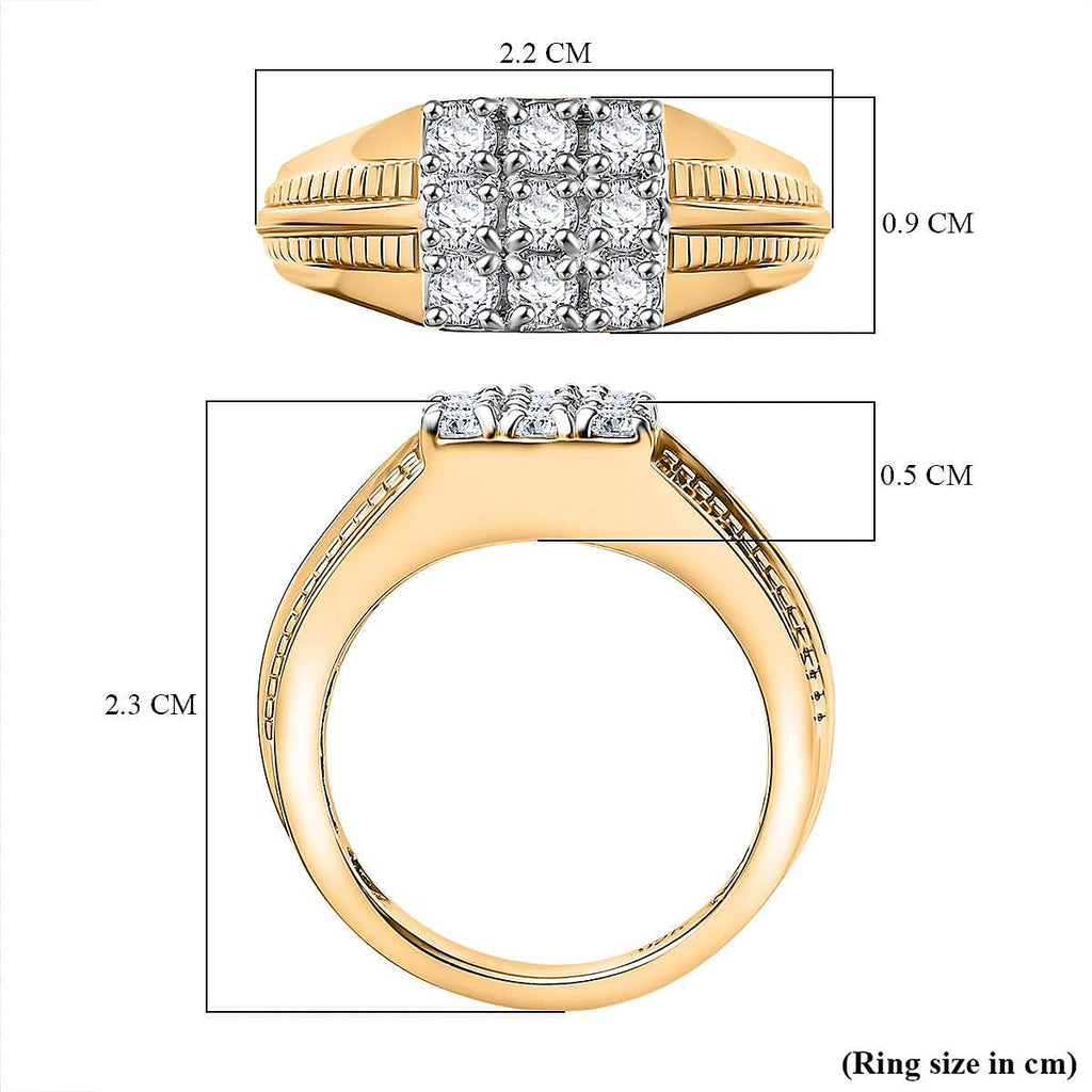 Moissanite Mens Ring in 18K Vermeil Yellow Gold Plated 0.54 Ct.