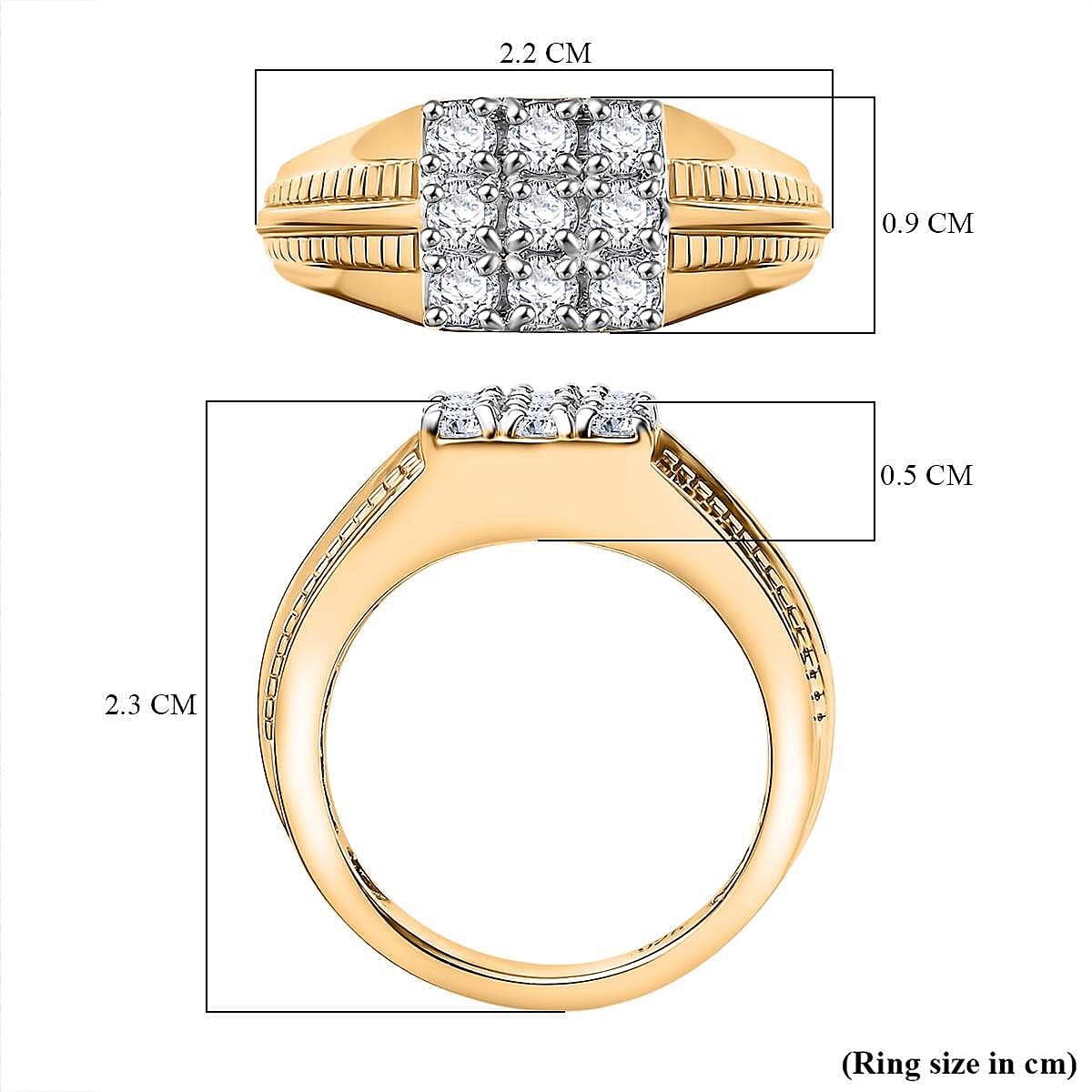 Moissanite Mens Ring in 18K Vermeil Yellow Gold Plated Sterling Silver 0.54 Ct. 7833355 5