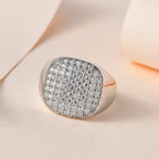 Moissanite Mens Ring in Platinum Overlay Sterling Silver 1.11 Ct, Silver Wt. 6.96 GM