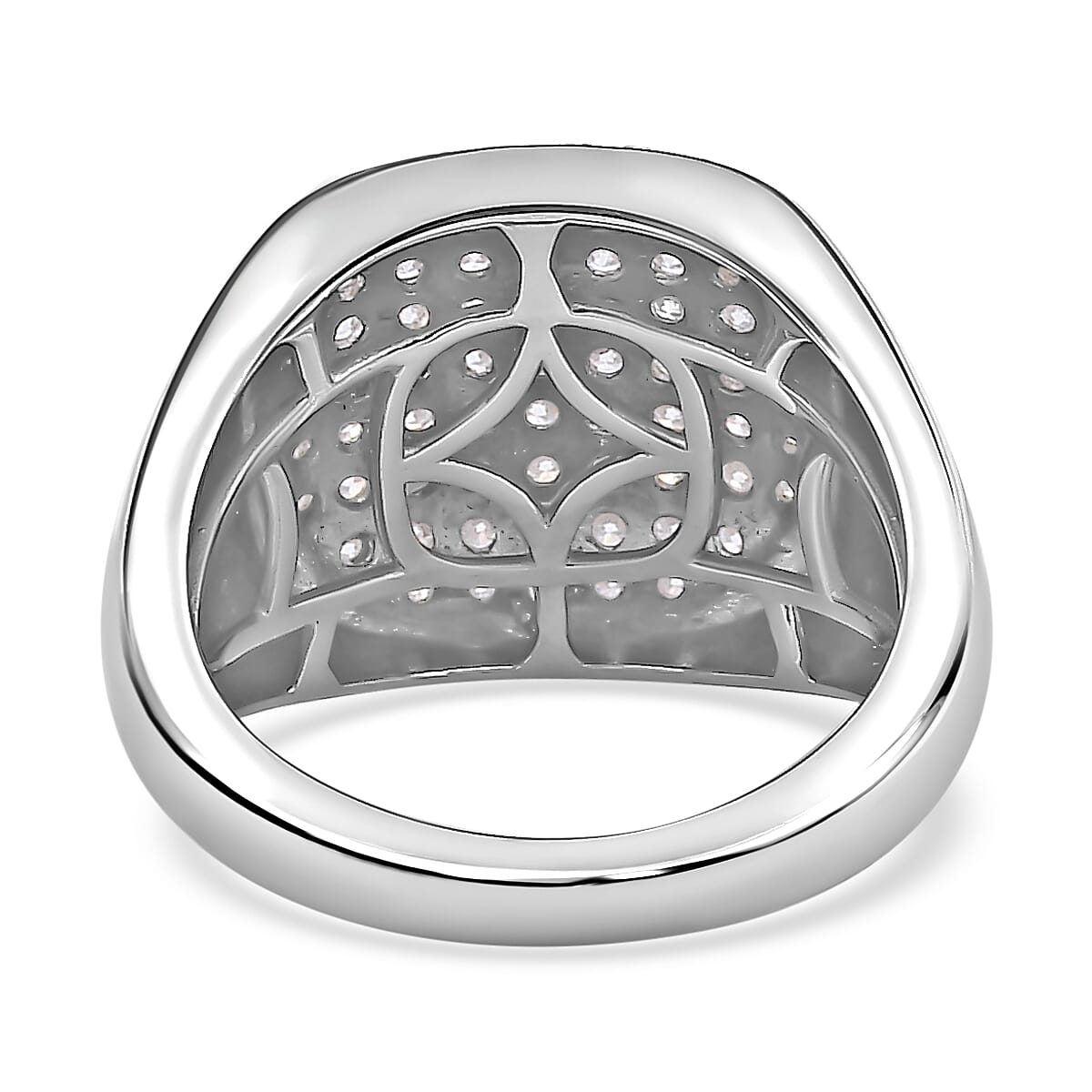 Moissanite Signet Mens Ring in Platinum Overlay Sterling Silver 1.11 Ct, Silver Wt. 6.96 GM 7615847 4