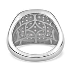 Moissanite Mens Ring in Platinum Overlay Sterling Silver 1.11 Ct, Silver Wt. 6.96 GM