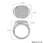Moissanite Mens Ring in Platinum Overlay Sterling Silver 1.11 Ct, Silver Wt. 6.96 GM
