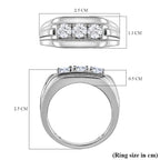 Moissanite Mens Ring in Platinum Overlay Sterling Silver, Silver Wt. 5.52 Gms