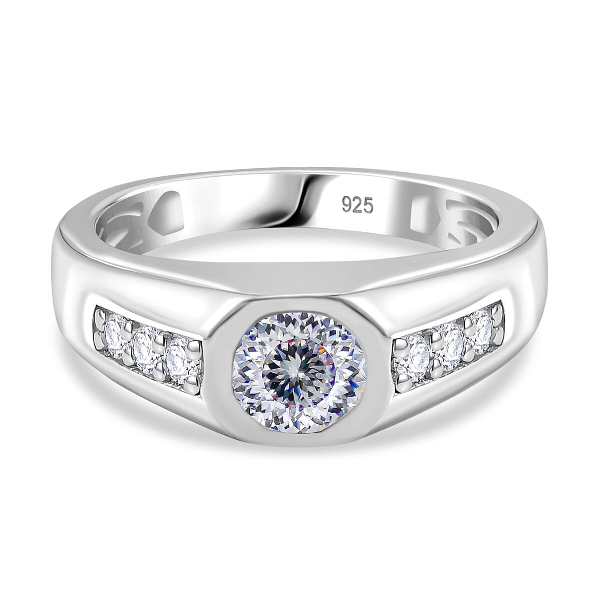 Moissanite Mens Ring in Rhodium Overlay Sterling Silver 1.03 Ct. 8058237 0