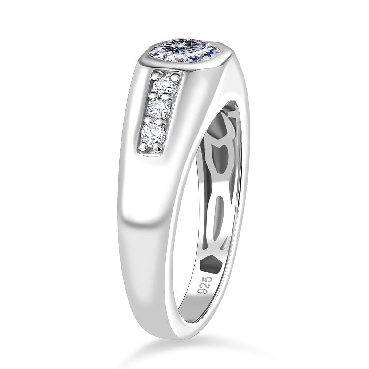Moissanite Mens Ring in Rhodium Overlay Sterling Silver 1.03 Ct. 8058237 4