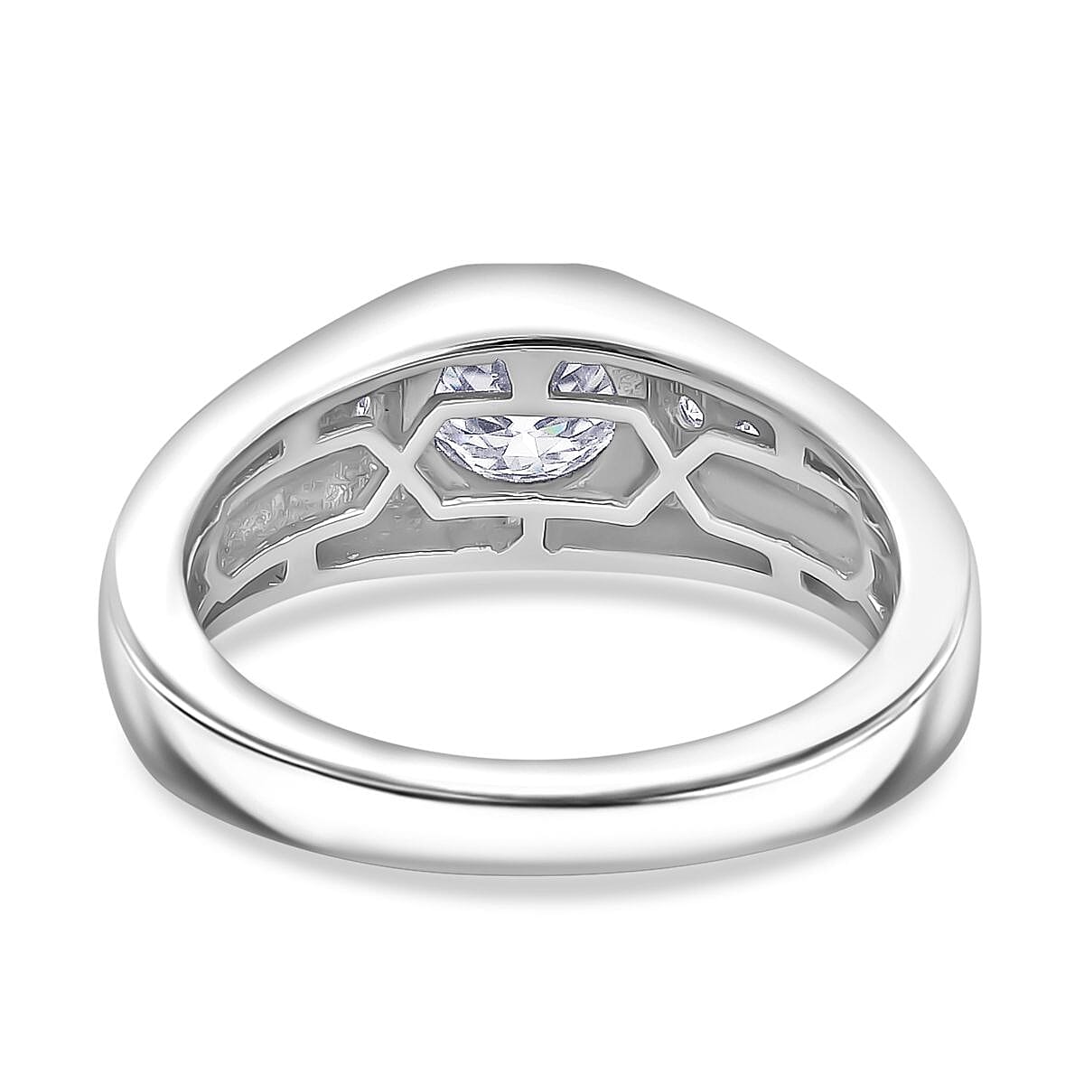 Moissanite Mens Ring in Rhodium Overlay Sterling Silver 1.03 Ct. 8058237 5