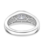 Moissanite Mens Ring in Rhodium Overlay Sterling Silver 1.03 Ct.
