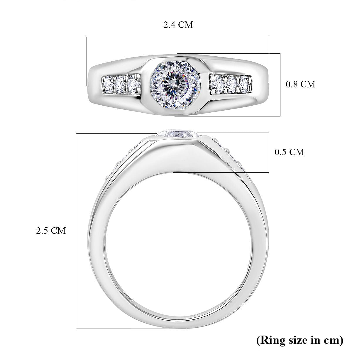 Moissanite Mens Ring in Rhodium Overlay Sterling Silver 1.03 Ct. 8058237 6