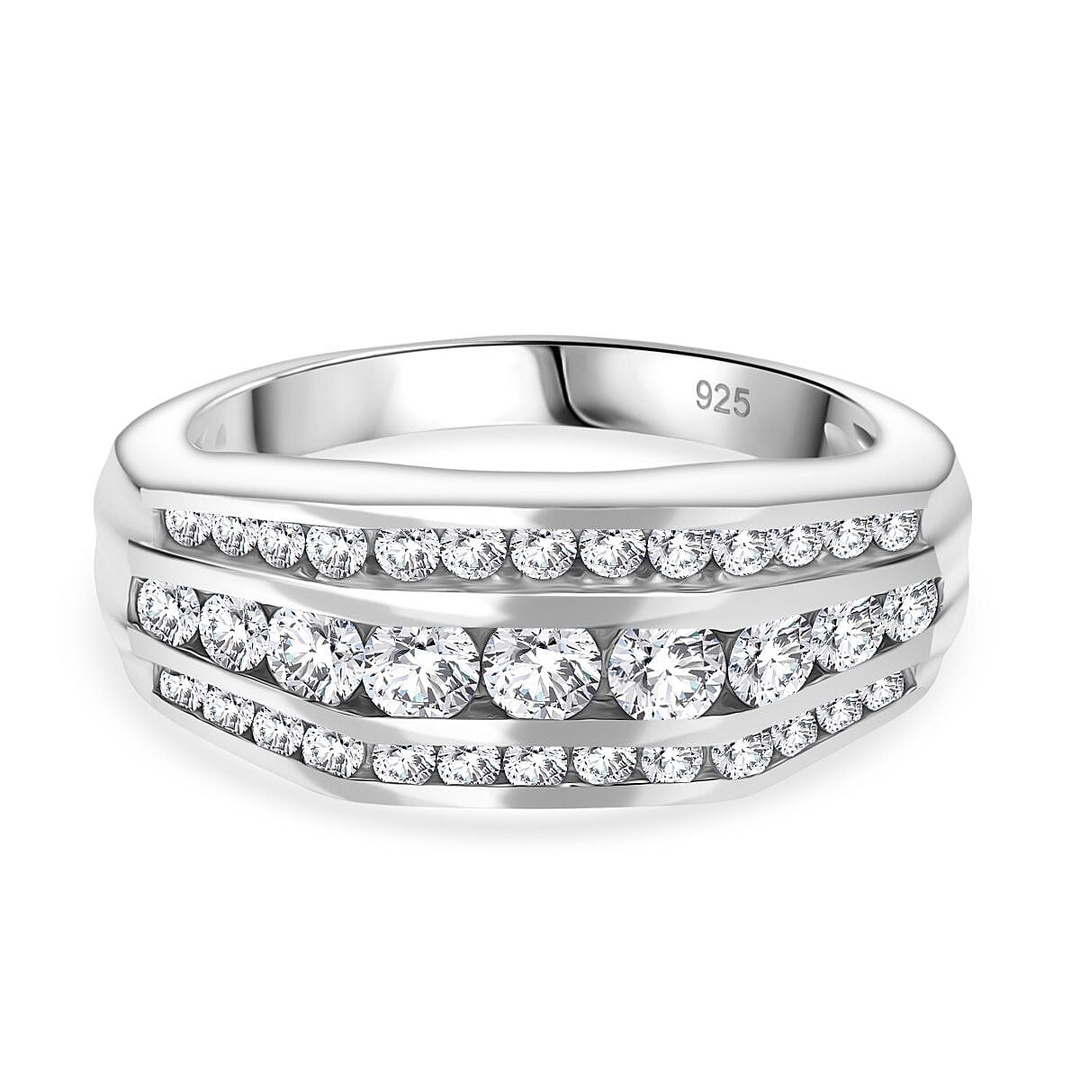 Moissanite Unisex Ring in Rhodium Overlay Sterling Silver 1.38 Ct. 8100407 0