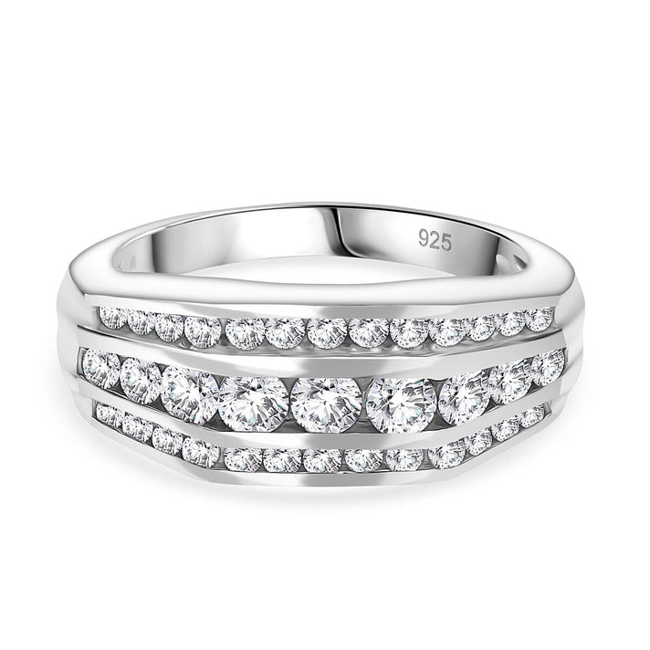 Moissanite Unisex Ring in Rhodium Overlay Sterling Silver 1.38 Ct. 8100407 1