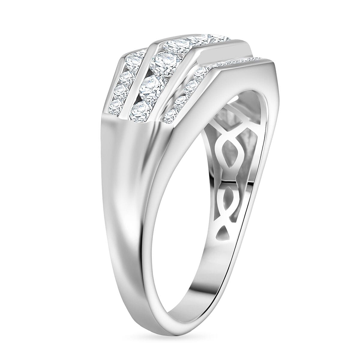 Moissanite Unisex Ring in Rhodium Overlay Sterling Silver 1.38 Ct. 8100407 4