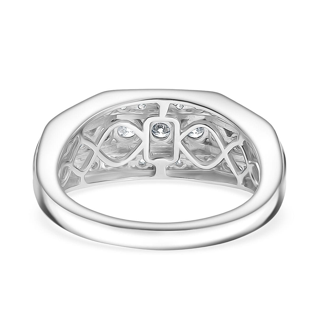 Moissanite Unisex Ring in Rhodium Overlay Sterling Silver 1.38 Ct. 8100407 5