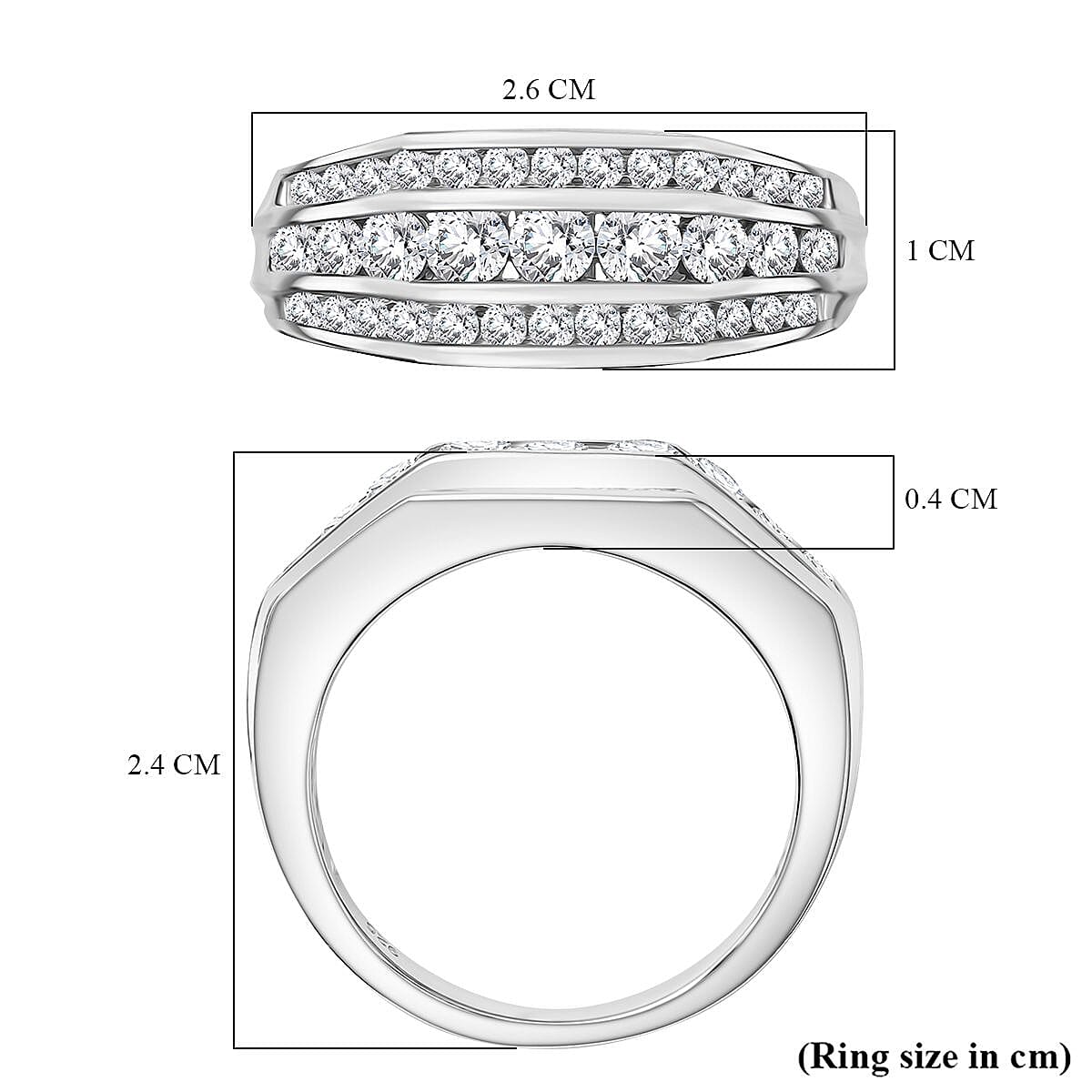 Moissanite Unisex Ring in Rhodium Overlay Sterling Silver 1.38 Ct. 8100407 6