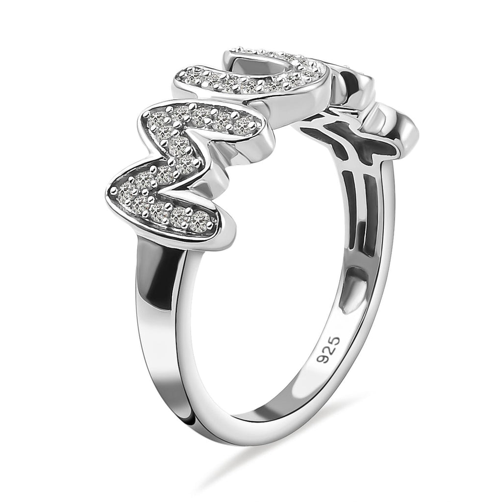 D'Joy Moissanite MUM Band Ring in Platinum Overlay Sterling Silver