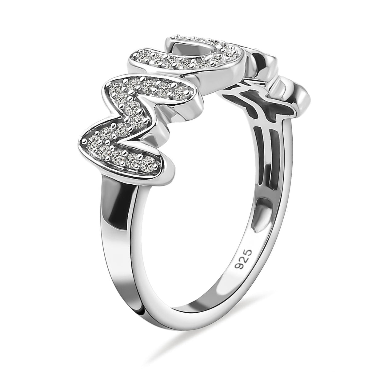 Moissanite Cluster Ring in Platinum Sterling Silver V32539010 8