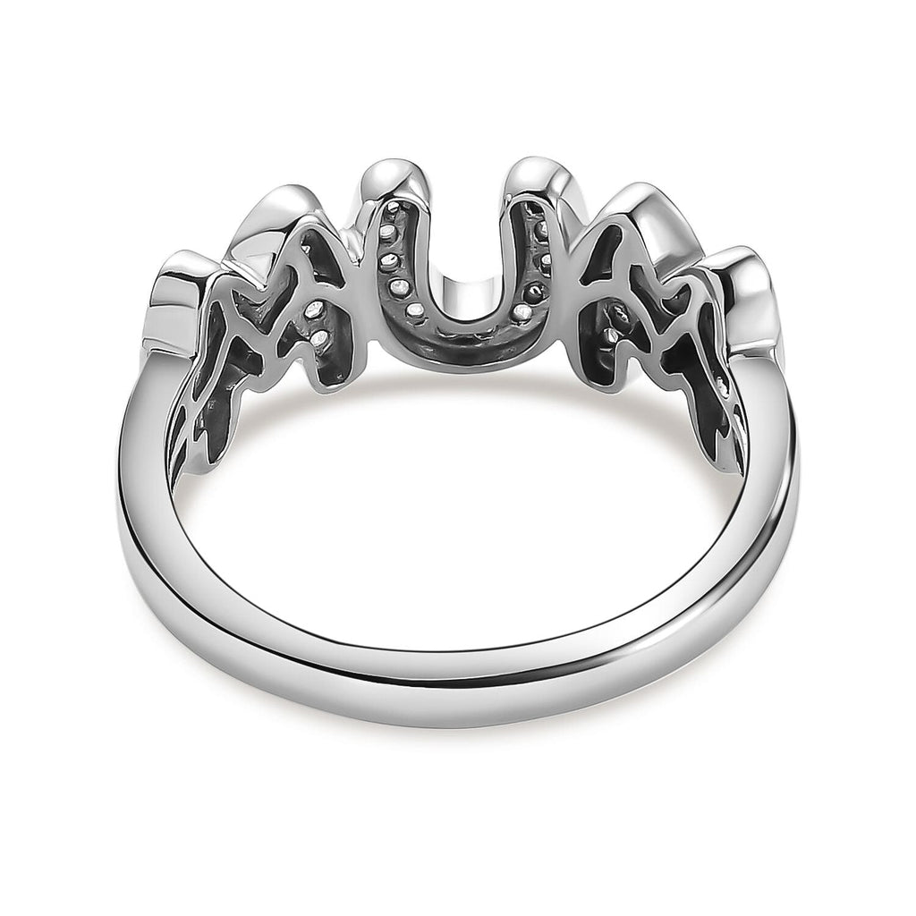 D'Joy Moissanite MUM Band Ring in Platinum Overlay Sterling Silver