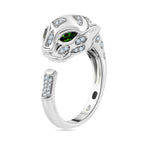GP Tiger Totem Collection - Moissanite & Chrome Diopside Puma Ring in Rhodium Overlay Sterling Silver