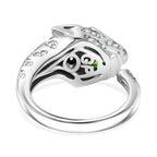 GP Tiger Totem Collection - Moissanite & Chrome Diopside Puma Ring in Rhodium Overlay Sterling Silver