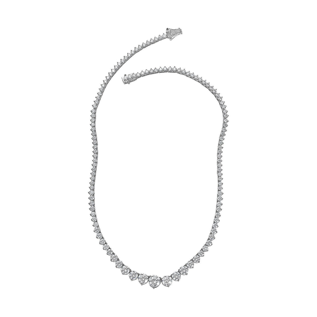 Moissanite Necklace (Size 20) in Platinum Overlay Sterling Silver 23.46 Ct, Silver Wt 25.57 GM 7647365 0