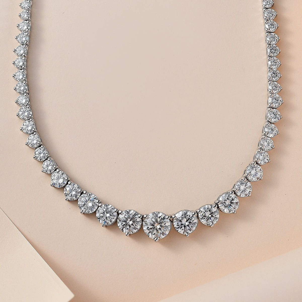 Moissanite Necklace (Size 20) in Platinum Overlay Sterling Silver 23.46 Ct, Silver Wt 25.57 GM 7647365 2