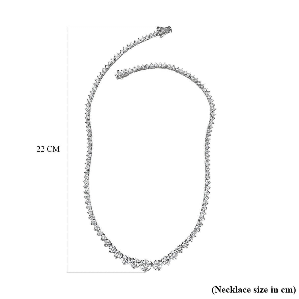 Moissanite Necklace (Size 20) in Platinum Overlay Sterling Silver 23.46 Ct, Silver Wt 25.57 GM 7647365 6