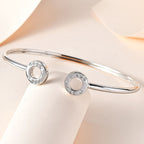 Moissanite Open Circle Bangle (Size 7.5) in Platinum Overlay Sterling Silver, Silver Wt  6.73 GM