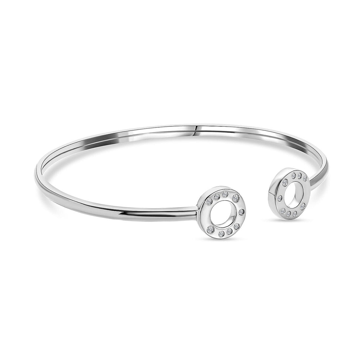 Moissanite Open Circle Bangle (Size 7.5) in Platinum Overlay Sterling Silver, Silver Wt  6.73 GM 7652124 4