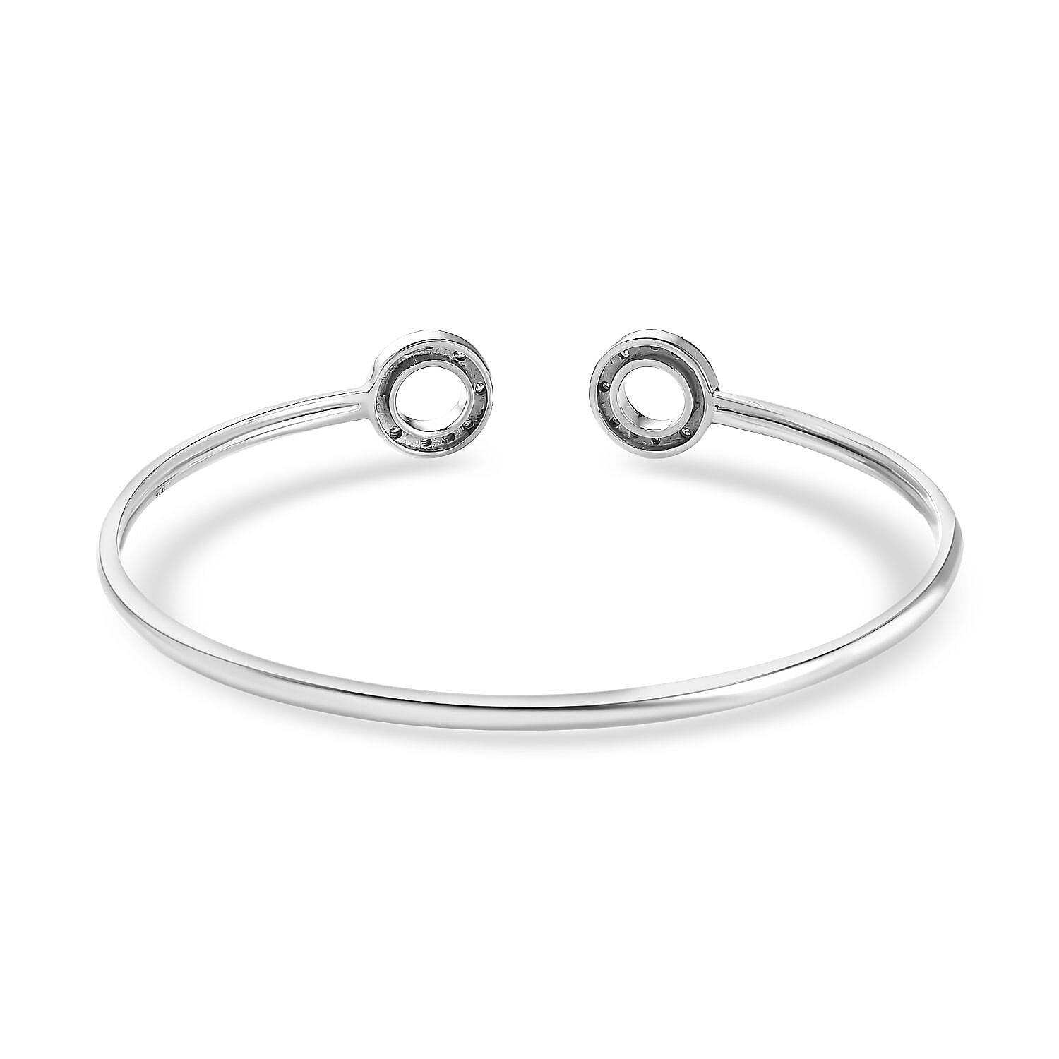 Moissanite Open Circle Bangle (Size 7.5) in Platinum Overlay Sterling Silver, Silver Wt  6.73 GM 7652124 5