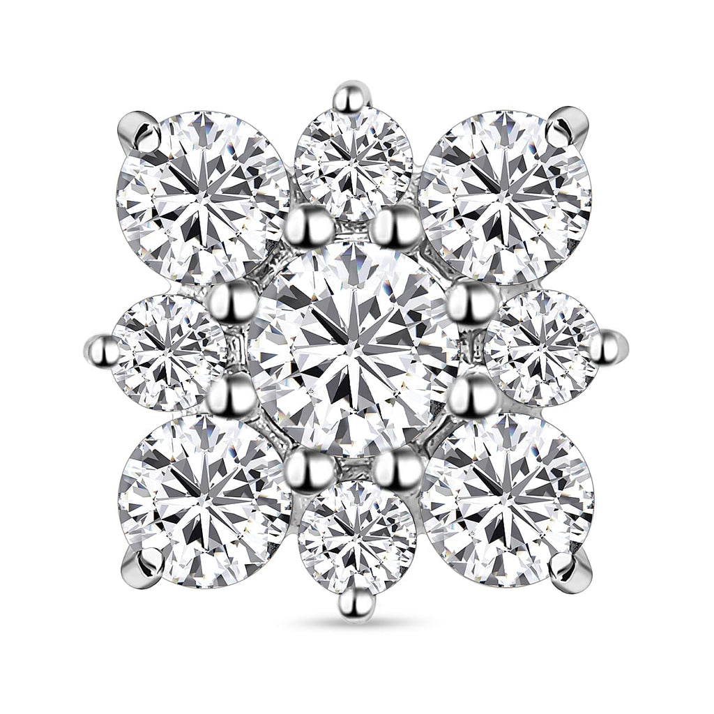 Moissanite Pendant in Platinum Overlay Sterling Silver 1.75 Ct.
