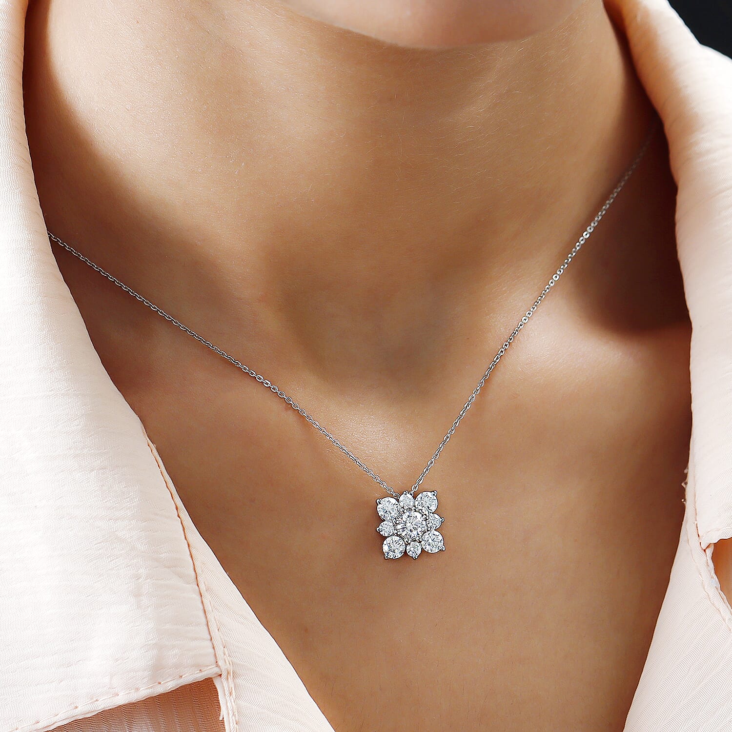 Moissanite Pendant in Platinum Overlay Sterling Silver 1.75 Ct. 8919303 2