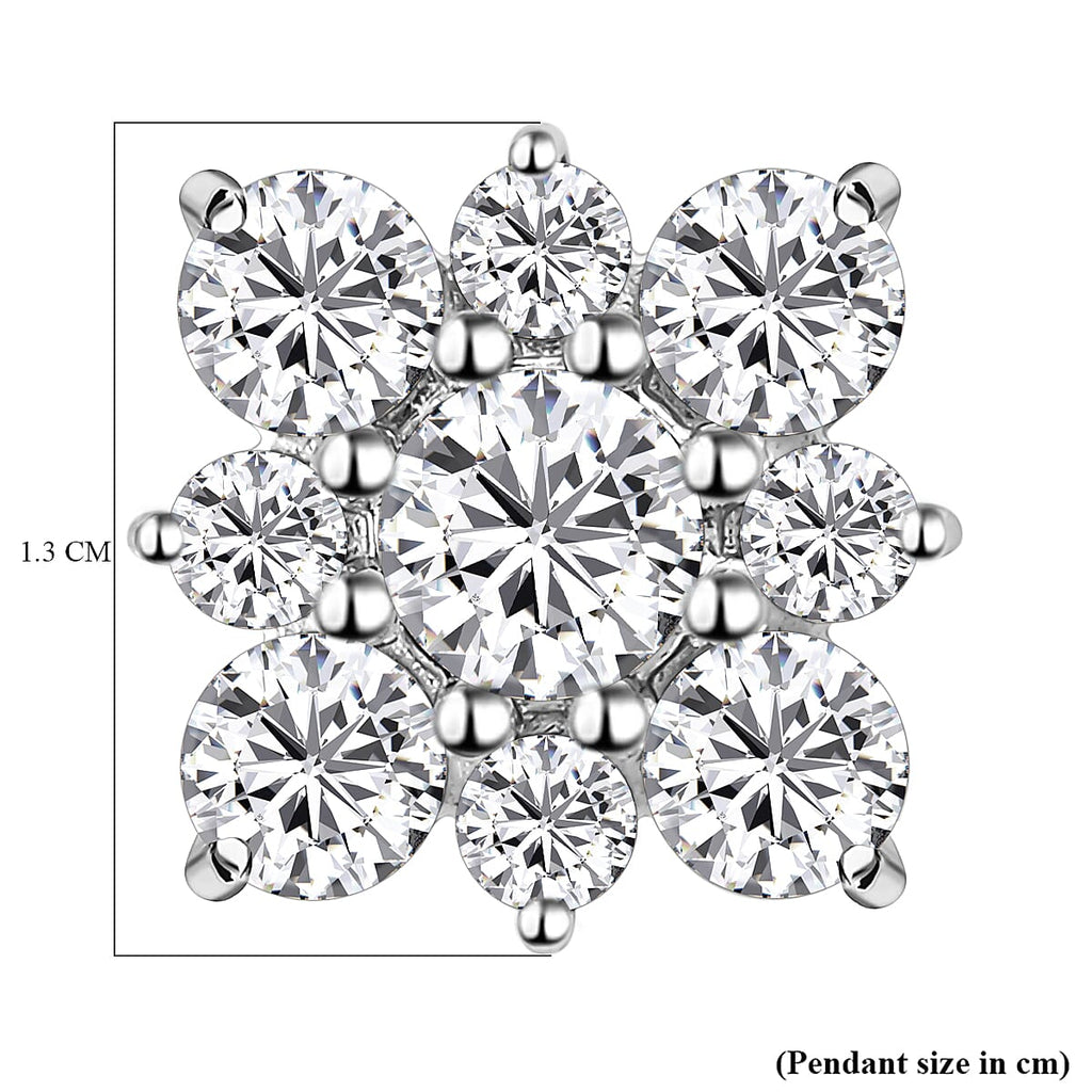 Moissanite Pendant in Platinum Overlay Sterling Silver 1.75 Ct.