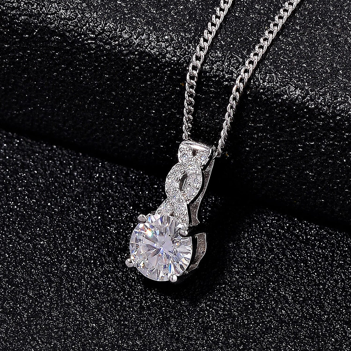 RADIANTA GRA Certified Moissanite D-VVS1 Pendant with Chain (Size - 18) in Rhodium Overlay Sterling Silver. 4323874 2