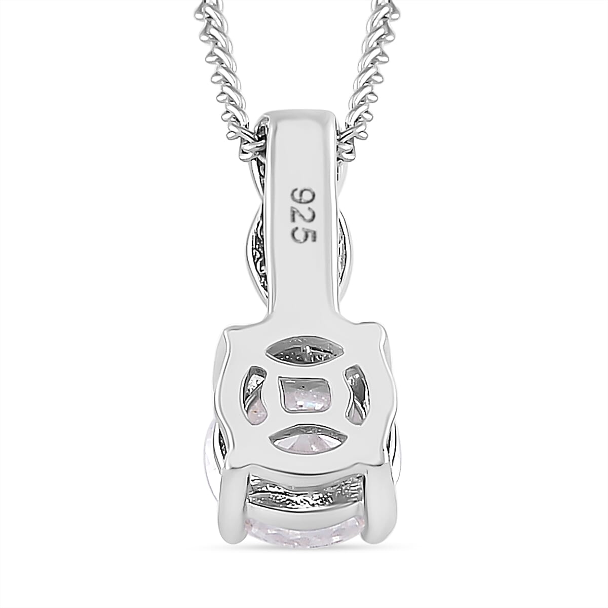 RADIANTA GRA Certified Moissanite D-VVS1 Pendant with Chain (Size - 18) in Rhodium Overlay Sterling Silver. 4323874 5