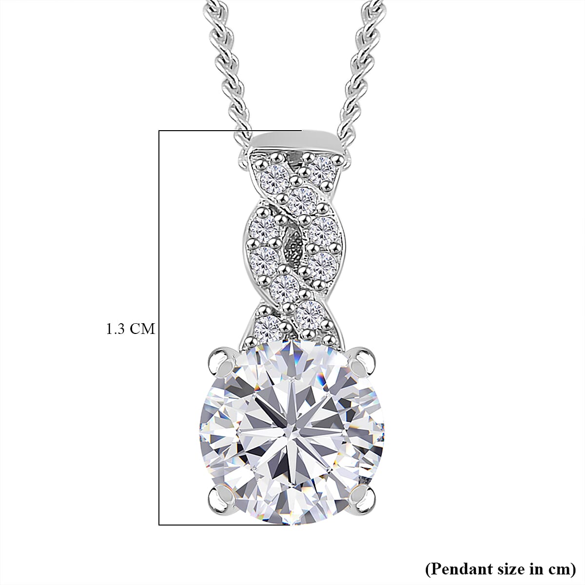 RADIANTA GRA Certified Moissanite D-VVS1 Pendant with Chain (Size - 18) in Rhodium Overlay Sterling Silver. 4323874 7