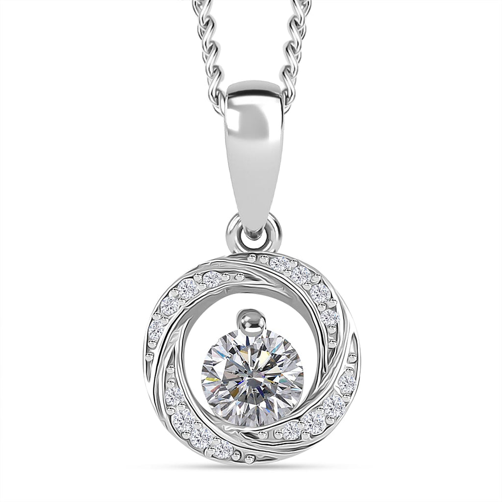 RADIANTA Moissanite - GRA Certified (D-VVS1) Moissanite Pendant with Chain (Size - 18) in Rhodium Overlay Sterling Silver.