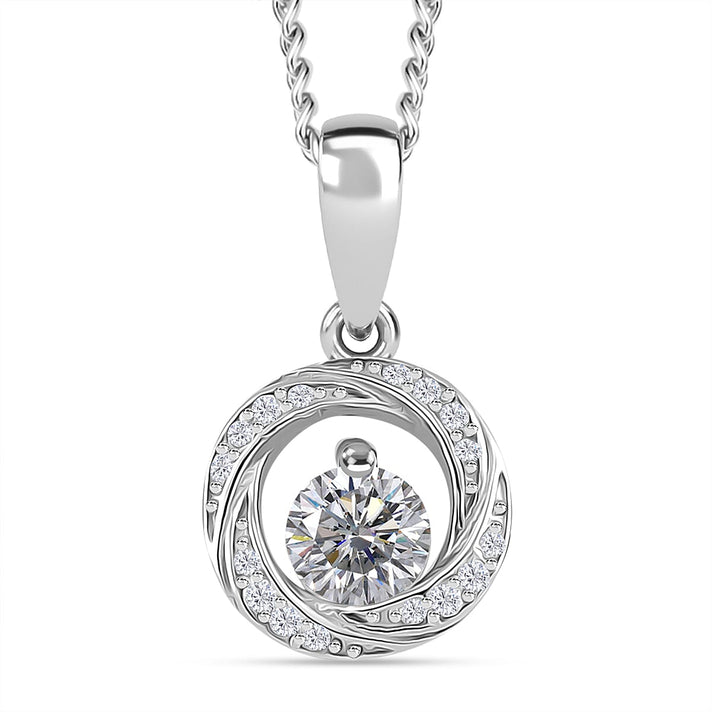 RADIANTA GRA Certified Moissanite D-VVS1 Pendant with Chain (Size - 18) in Rhodium Overlay Sterling Silver. 4323889 1