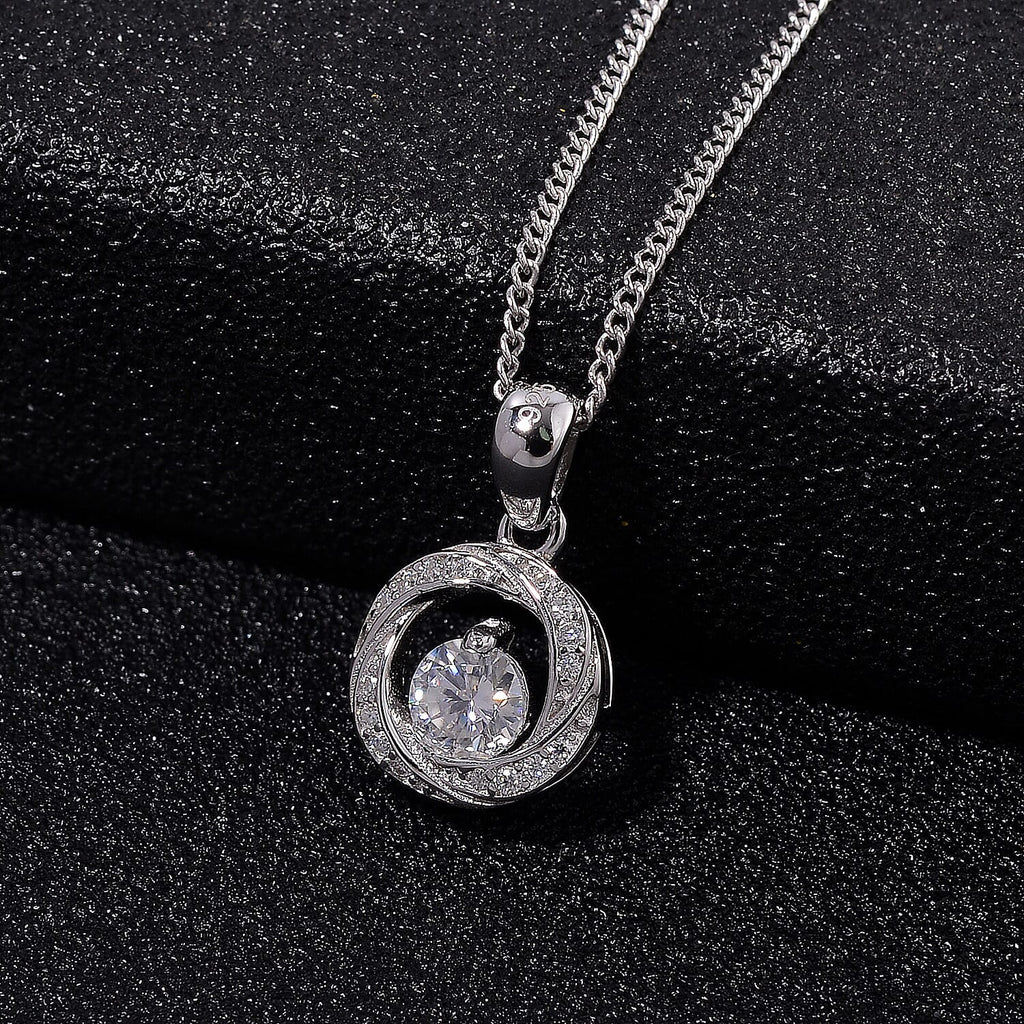 RADIANTA Moissanite - GRA Certified (D-VVS1) Moissanite Pendant with Chain (Size - 18) in Rhodium Overlay Sterling Silver.