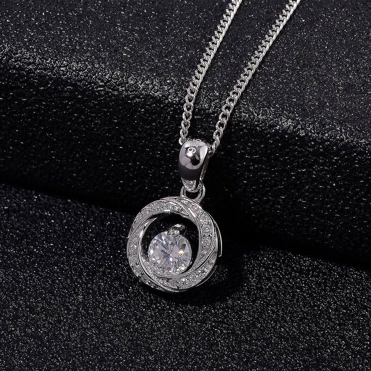 RADIANTA GRA Certified Moissanite D-VVS1 Pendant with Chain (Size - 18) in Rhodium Overlay Sterling Silver. 4323889 2
