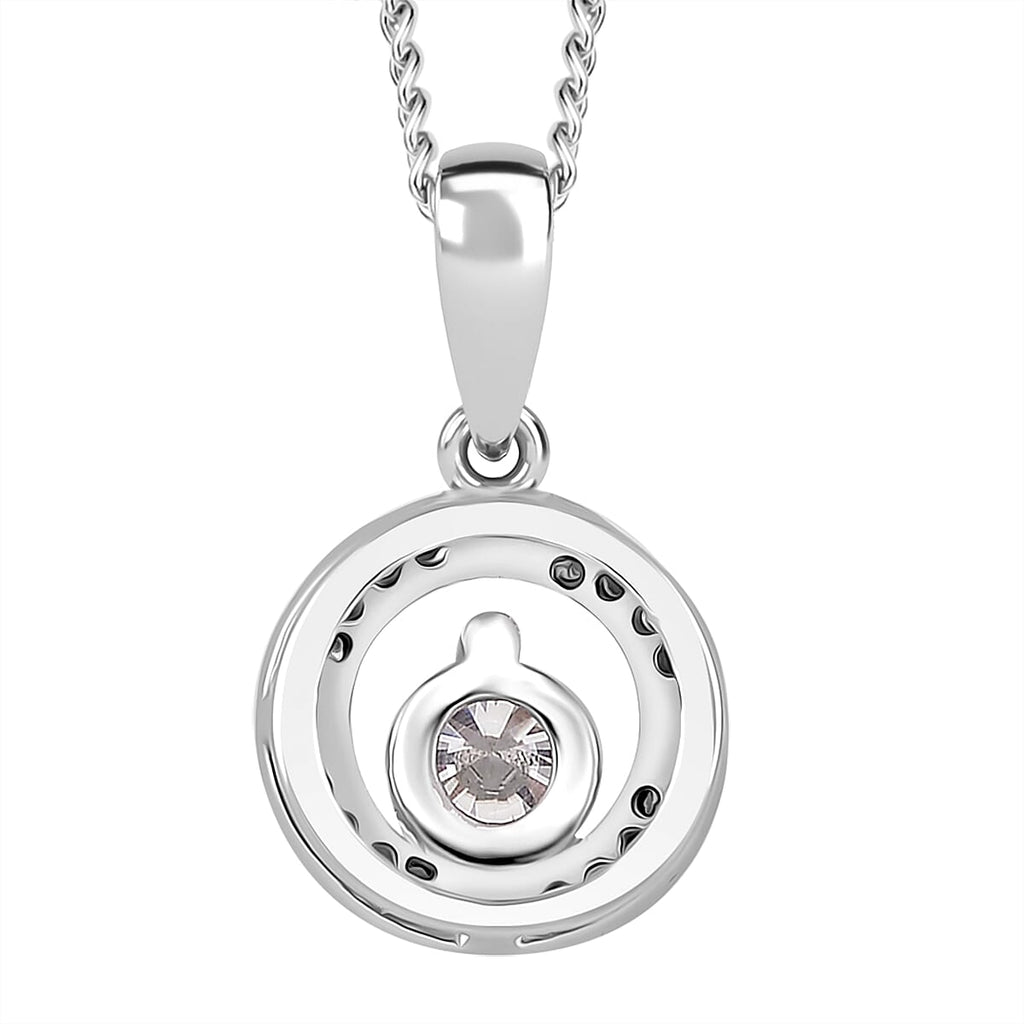 RADIANTA Moissanite - GRA Certified (D-VVS1) Moissanite Pendant with Chain (Size - 18) in Rhodium Overlay Sterling Silver.