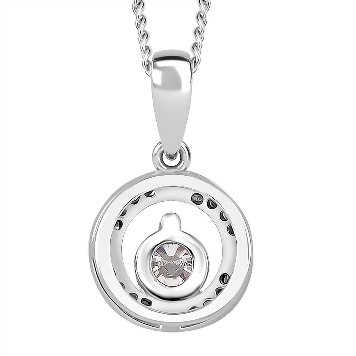 RADIANTA GRA Certified Moissanite D-VVS1 Pendant with Chain (Size - 18) in Rhodium Overlay Sterling Silver. 4323889 5