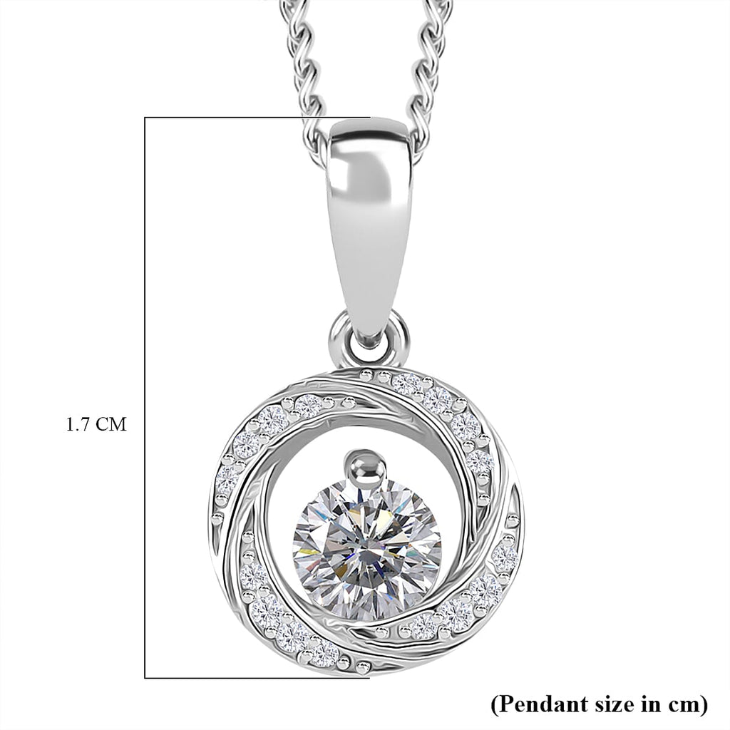 RADIANTA Moissanite - GRA Certified (D-VVS1) Moissanite Pendant with Chain (Size - 18) in Rhodium Overlay Sterling Silver.