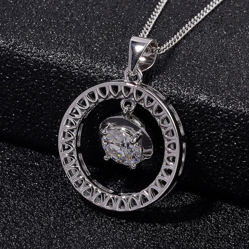 RADIANTA Moissanite - GRA Certified D-VVS1 Moissanite Pendant with Chain (Size - 18) in Rhodium Overlay Sterling Silver.