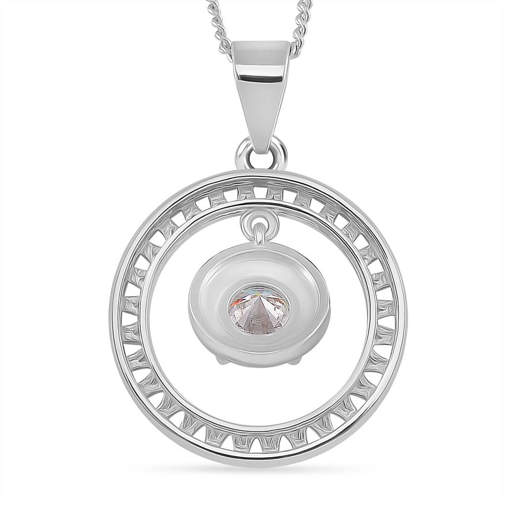RADIANTA Moissanite - GRA Certified D-VVS1 Moissanite Pendant with Chain (Size - 18) in Rhodium Overlay Sterling Silver.