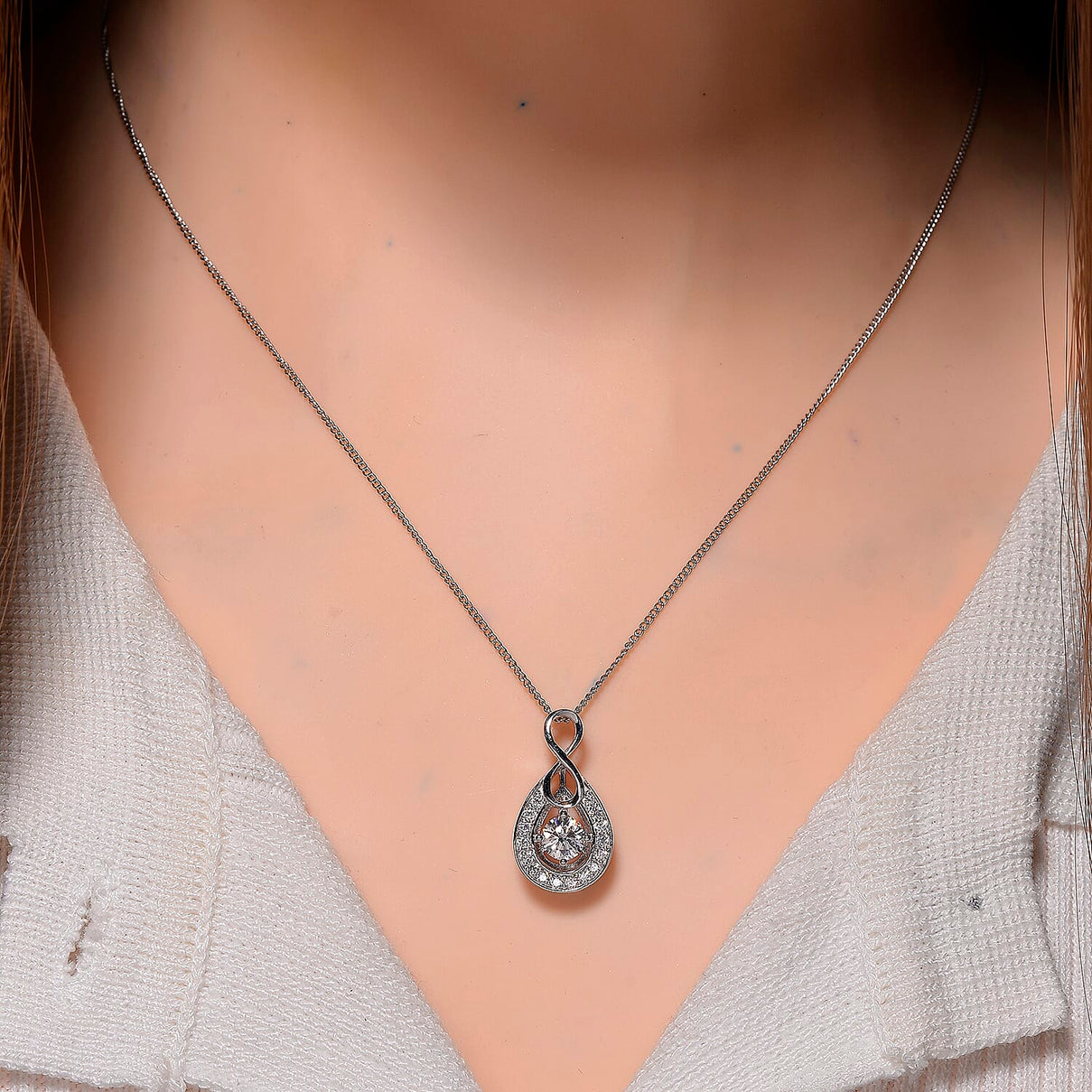 RADIANTA GRA Certified Moissanite D-VVS1 Pendant with Chain (Size 18) in Rhodium Overlay Sterling Silver 4365651 2