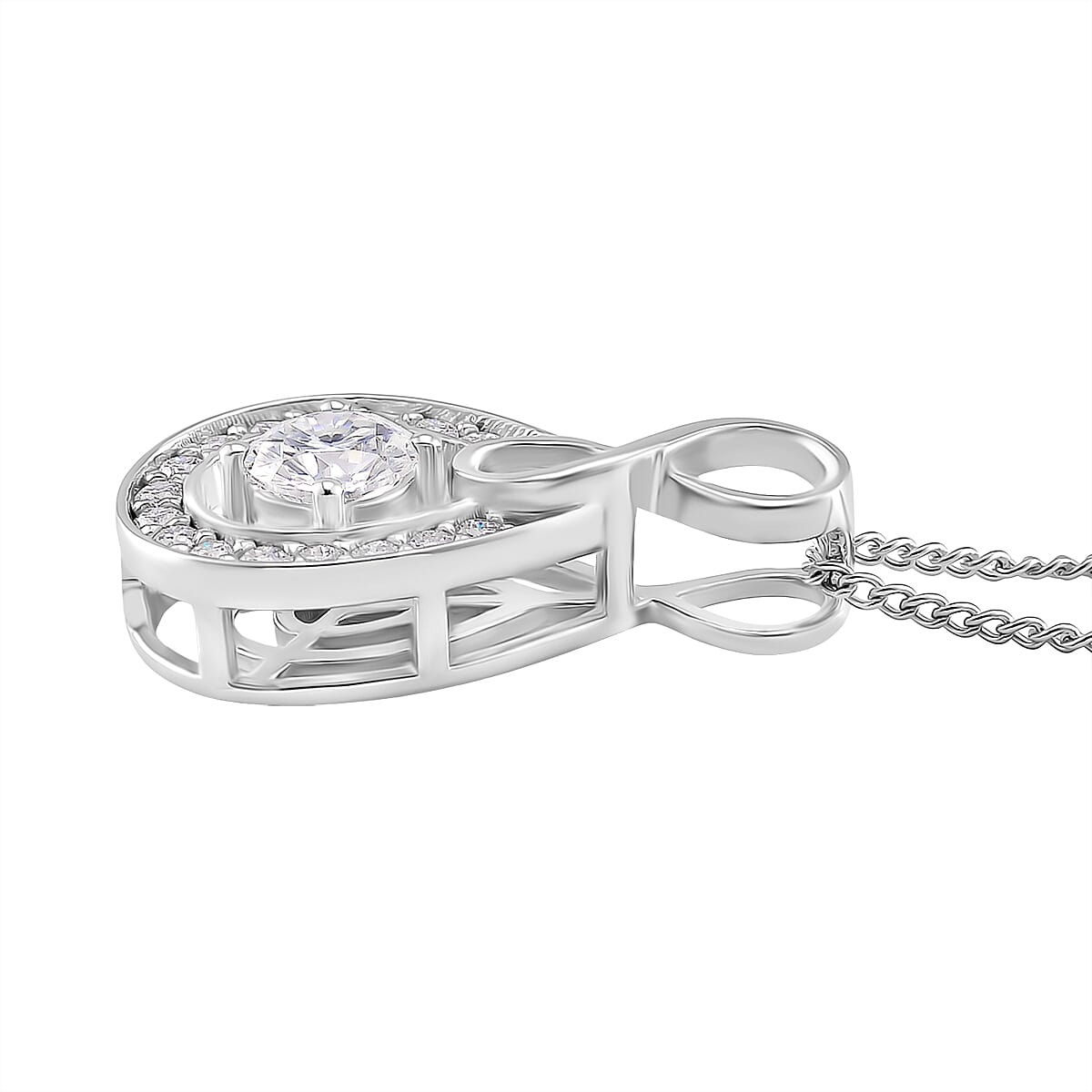 RADIANTA GRA Certified Moissanite D-VVS1 Pendant with Chain (Size 18) in Rhodium Overlay Sterling Silver 4365651 3
