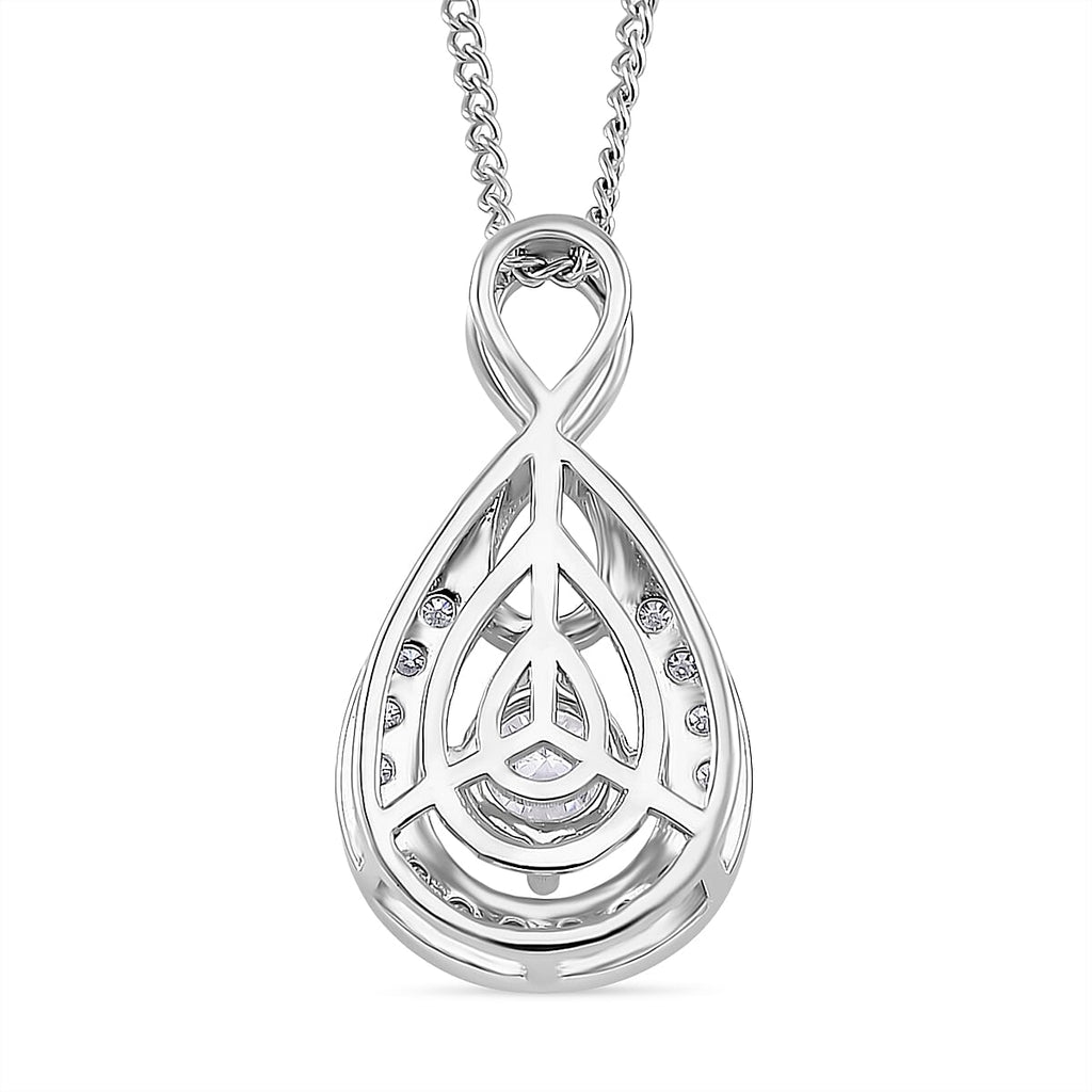 RADIANTA Premium Moissanite - GRA Certified (VVS1-D) Pendant with Chain (Size 18) in Rhodium Overlay Sterling Silver
